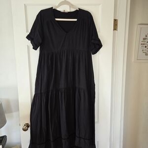 My Michelle Black Tiered Midi Dress